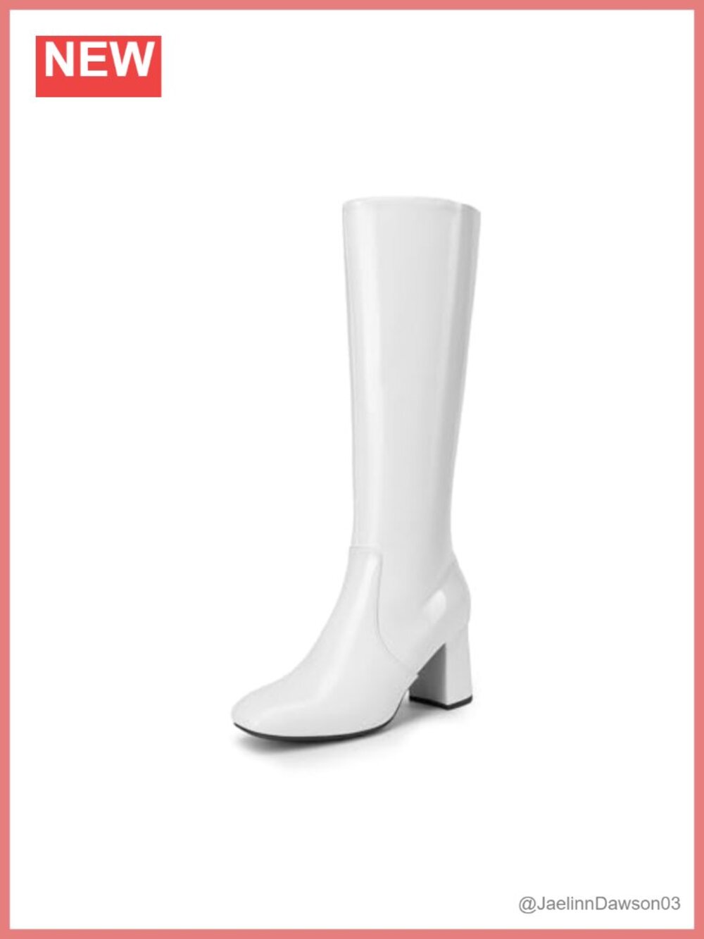 Women's Gogo Boots Square Toe Knee High Faux Leather Block Heel